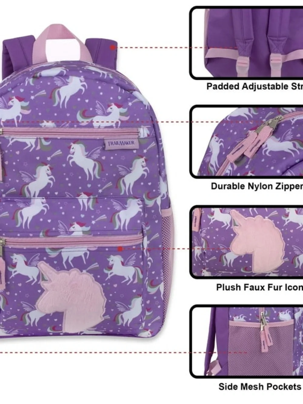 Kids Purple Unicorn School Backpack W
